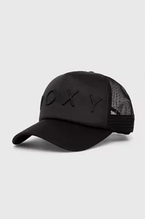 Czapki damskie - Roxy czapka z daszkiem kolor czarny gładka - grafika 1