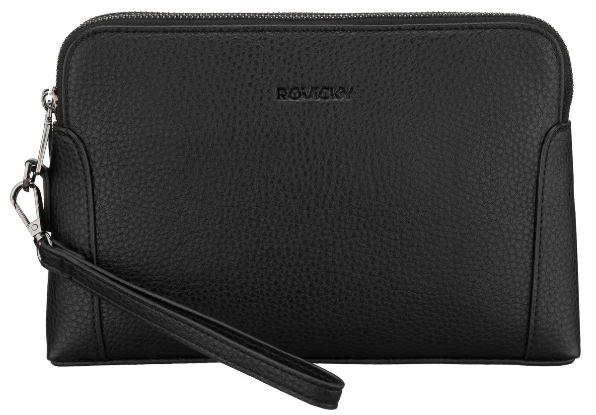 Saszetka do ręki elegancka męska klasyczna miejska Rovicky ze skóry eko czarna