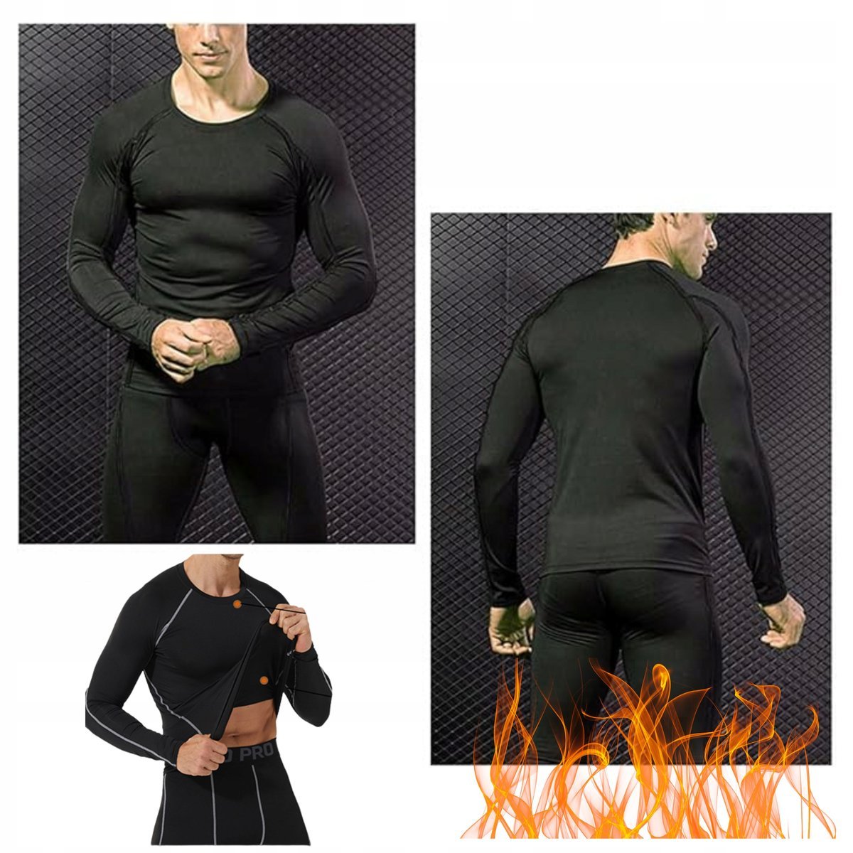 Odzież termoaktywna męska komplet Zestaw odzieży XXL kompresyjna na trening