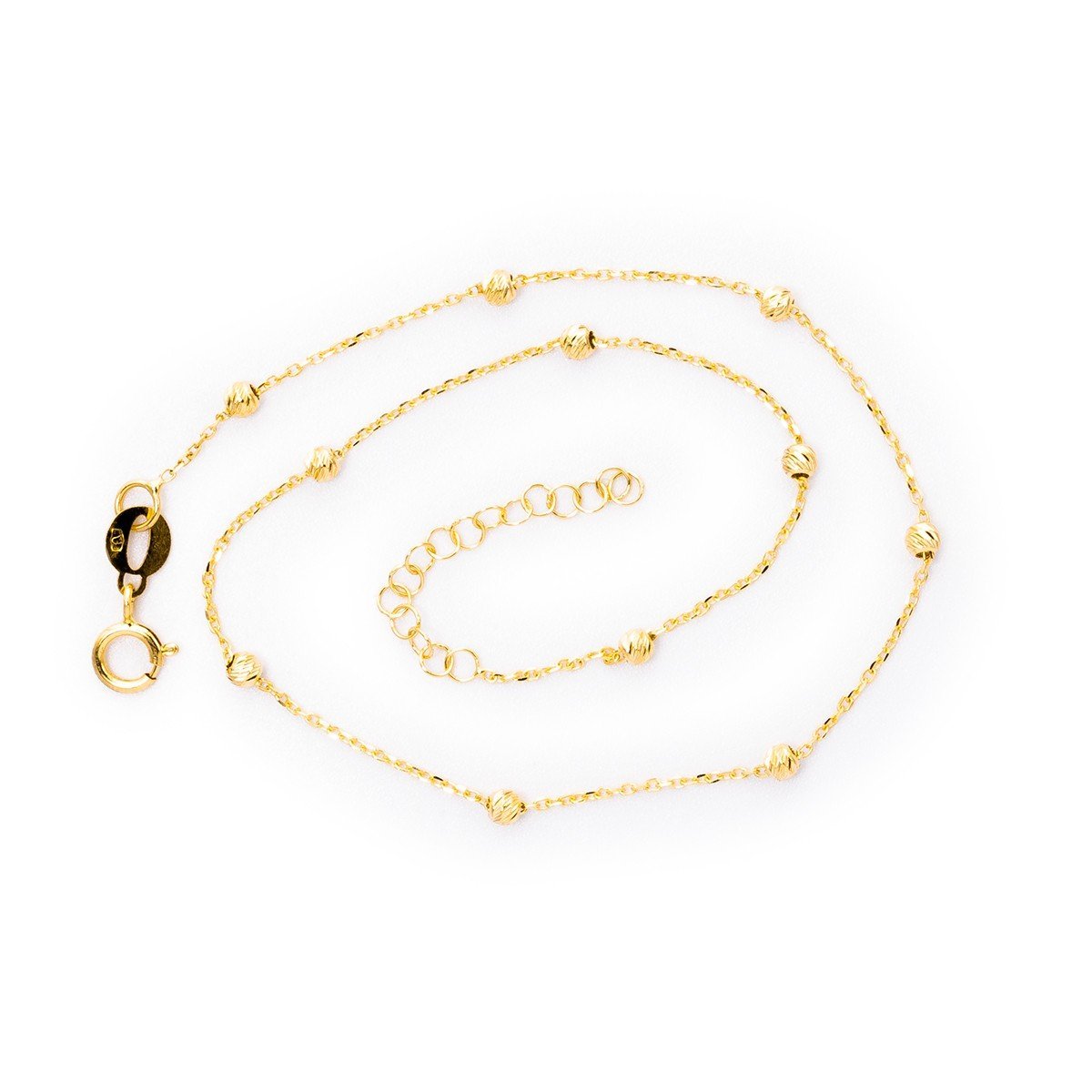 Złota bransoletka na nogę Diamentowane Kulki