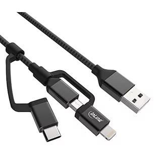 InLine 31415s 3-W-1 kabel USB, Micro-USB, Lightning, "USB C/aluminiowa", 1,5 m czarna 31415S - Kable USB - miniaturka - grafika 1