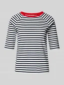 Koszulki i topy damskie - T-shirt o kroju regular fit z czystej bawełny ze wzorem w paski - miniaturka - grafika 1