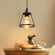 Lampy sufitowe - NETTLIFE Lampa wisząca E27 Czarna Średnica 15 cm Metal Vintage do jadalni Kuchnia Salon Restauracja 150 cm - miniaturka - grafika 1