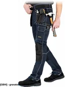 Odzież robocza - JEANS415-T - Elastyczne jeansowe spodnie ochronne do pasa 8 kieseni pętelki twill 60% bawełna 24% poliester 15% - granatowo-czarno-biały 60 - miniaturka - grafika 1