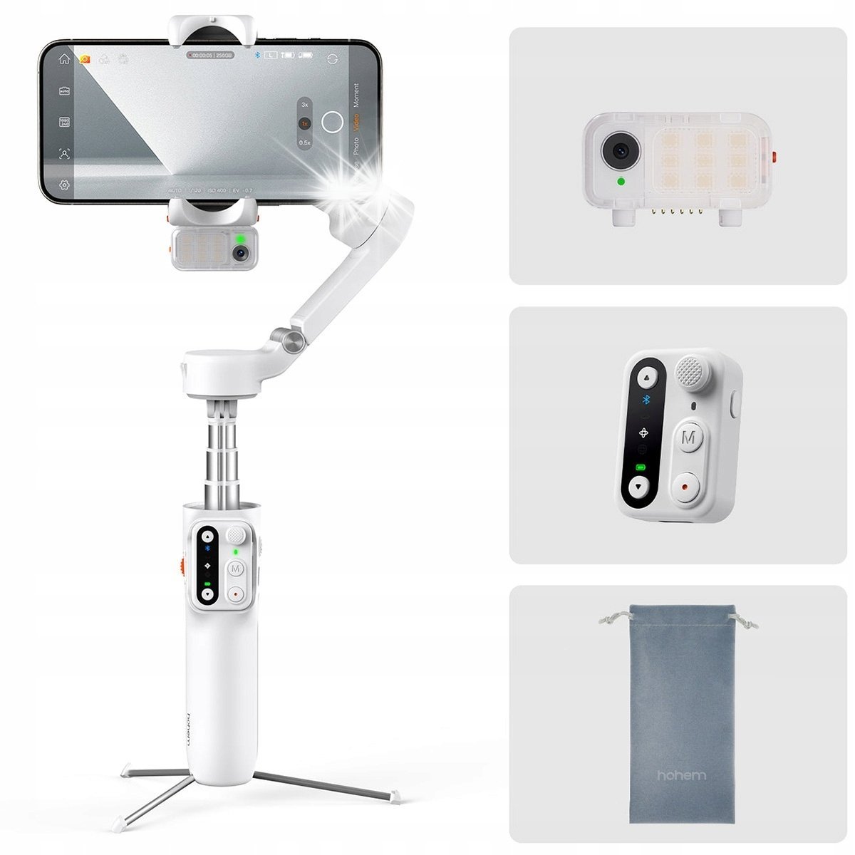 Gimbal Stabilizator Hohem iSteady V3 Lampa LED Pilot Selfie Stick - Telefon
