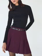 Spódnice - Reserved - Plisowana spódnica z paskiem - bordowy - miniaturka - grafika 1