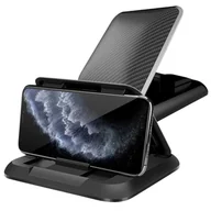 Uchwyty samochodowe do telefonów - Alogy Uchwyt samochodowy Carbon na telefon do 6.8 cali GPS na deskę kokpit Czarny - miniaturka - grafika 1