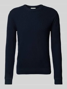 Sweter z dzianiny o kroju regular fit z czystej bawełny z dzianinowym wzorem - Swetry męskie - miniaturka - grafika 1