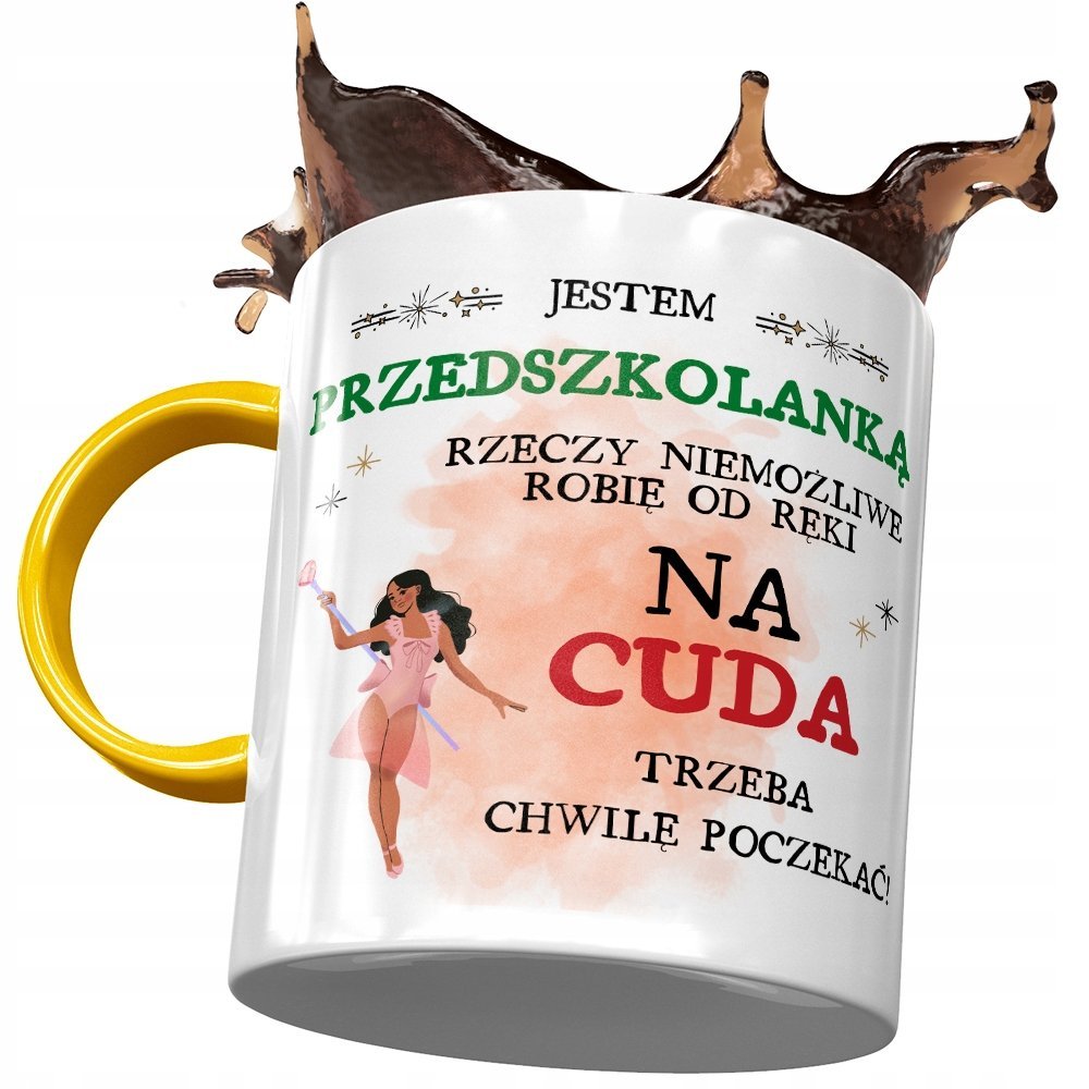 Kubek Żółty Dla Przedszkolanki Prezent z Nadrukiem ze Zdjęciem + Opakowanie na prezent (wzór 01)