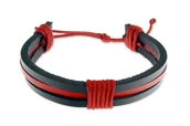 Bransolety męskie - Czarno Czerwona Bransoletka Wiązana Męska - miniaturka - grafika 1