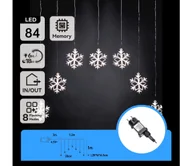Lampy ogrodowe - Aigostar - LED zewnętrzny łańcuch świąteczny 70 diod LED/8 funkcji 1,2x1m IP44 zimna biel płatki śniegu - miniaturka - grafika 1