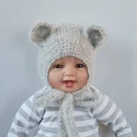 Czapki dla dzieci - Czapka Szary Miś alpaka/merynos - miniaturka - grafika 1