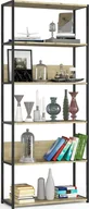 Regały - Fabryka Mebli Akord Regał industrialny metalowy 80 cm - czarny-dąb artisan - 6 półek - miniaturka - grafika 1