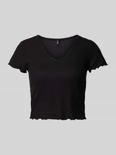 T-shirt krótki z falistym dołem model ‘KIKA’ - Koszulki i topy damskie - miniaturka - grafika 1
