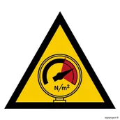 Systemy ekspozycyjne i znaki informacyjne - JA006 OSTRZEŻENIE PRZED WYSOKIM CIŚNIENIEM, PN - PŁYTA PCV 1MM; (200X200MM) - miniaturka - grafika 1