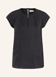 Calvin Klein Bluzka Bez Rękawów Z Satyny schwarz - Bluzki damskie - miniaturka - grafika 1