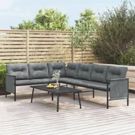 Meble ogrodowe - vidaXL Ogrodowa sofa narożna, antracytowa, stal i textilene - miniaturka - grafika 1