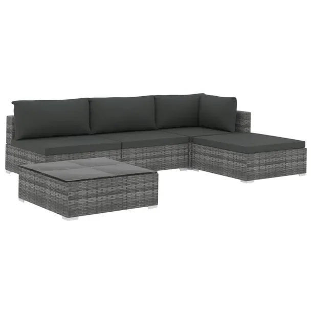 Zestaw Mebli Ogrodowych Rattan PE, Stal, Szary, 70x70x52.5 cm, 74x74x26 cm