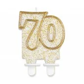 Urodziny dla dorosłych - GoDan Świeczka cyferka 70 złoty kontur PF-SCZK70 - miniaturka - grafika 1