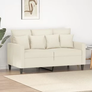 vidaXL Sofa 2-osobowa, kremowy, 120 cm, tapicerowana aksamitem - Sofy i kanapy - miniaturka - grafika 1