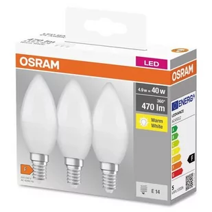 Żarówka LED OSRAM BASE CLB40 4,9W/470lm E14 3szt. Klasa energetyczna F - Żarówki LED - miniaturka - grafika 2