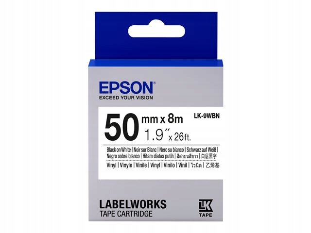 Epson LK-9WBN taśma 50 mm, taśma czarny na białym, oryginalna