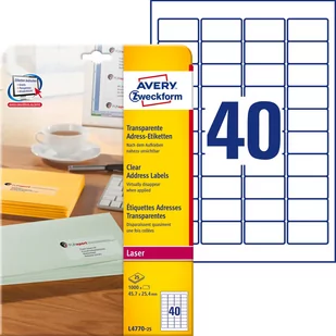 Avery Zweckform GmbH Etykiety adresowe przezroczyste; A4 25/op., 45,7 x 25 (ZW223) - Etykiety do drukarek - miniaturka - grafika 2