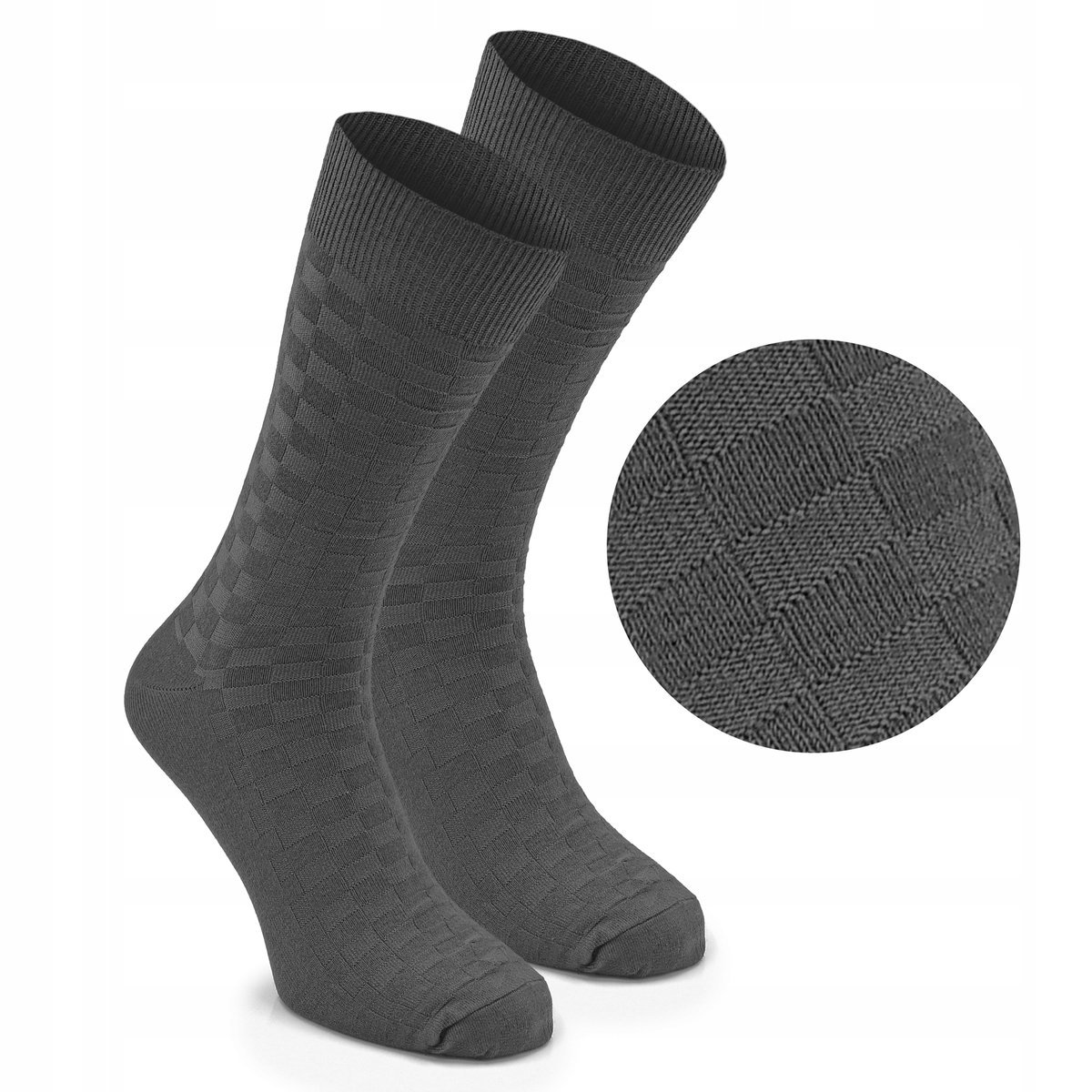 Wysokie Eleganckie SKARPETKI Męskie Bambusowe Elastyczne GRAFITOWE One Size