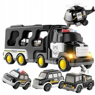 Samoloty i helikoptery - DUŻA LAWETA POLICYJNA DŹWIĘK ŚWIATŁO AUTKA HELIKOPTER TIR POLICJA 5W1 - miniaturka - grafika 1