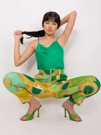 Spodnie damskie - Spodnie z materiału zielony elegancki materiałowe cygaretki nogawka prosta pasek suwak guziki - miniaturka - grafika 1