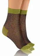Skarpetki damskie - Sesto Senso Fashion Nylon kropki zielony/czarny Skarpetki damskie - miniaturka - grafika 1