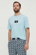 Piżamy męskie - Calvin Klein Underwear t-shirt piżamowy bawełniany kolor niebieski z nadrukiem - miniaturka - grafika 1
