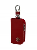 Etui na klucze - SKÓRZANE ETUI na klucze VOLKSWAGEN KLUCZYK samochodowy ELEGANCKI czerwony - miniaturka - grafika 1