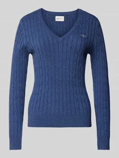 Sweter z dzianiny z wyhaftowanym logo - Swetry damskie - miniaturka - grafika 1