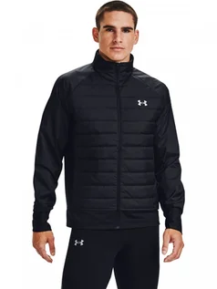 Kurtki męskie - Męska kurtka do biegania Run Insulate Hybrid Jacket - czarna - UNDER ARMOUR - grafika 1