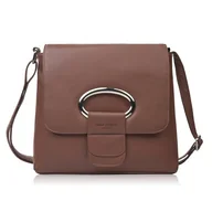 Torebki damskie - Torebka damska skórzana na ramię brązowa listonoszka klasyczna AY-19-BR - miniaturka - grafika 1