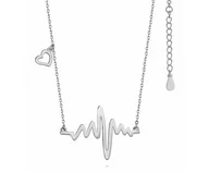 Naszyjniki - Elegancki rodowany srebrny naszyjnik gwiazd celebrytka puls tętno serce srebro 925 Z1098N - miniaturka - grafika 1