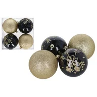 Bombki - Bombki plastikowe 8 cm złoty / czarny 4 sztuki - miniaturka - grafika 1