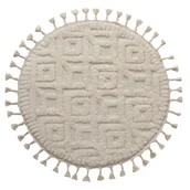 Dywany - Dywan z frędzlami okrągły Malmo beżowy śr. 100 cm - miniaturka - grafika 1