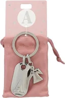 Koszulki i topy damskie - Depesche 11800-001 Srebrny brelok do kluczy z literą A i aniołem stróżem, stop cynku, w zestawie z kolorowym aksamitnym etui - miniaturka - grafika 1