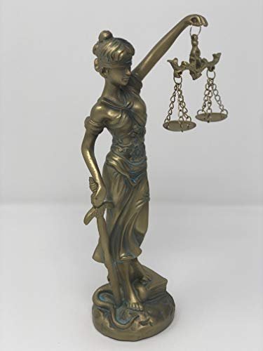 YOUNI - Statua Lady Justice - grecka rzymska bogini sprawiedliwości - opaska na oczy, balans wiązki i miecz (brązowy)