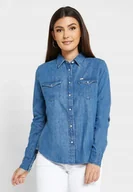 Koszule damskie - LEE REGULAR WESTERN SHIR BLUES L45SCLDP S - miniaturka - grafika 1