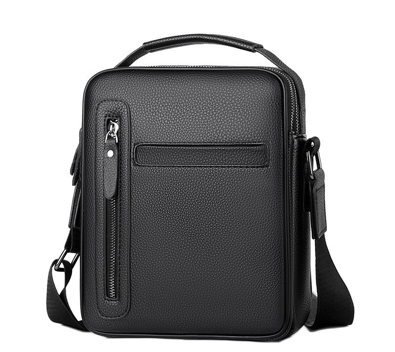 TORBA MĘSKA NA RAMIĘ DO RĘKI SKÓRZANA TORBA SASZETKA CZARNA Z KIESZENIĄ