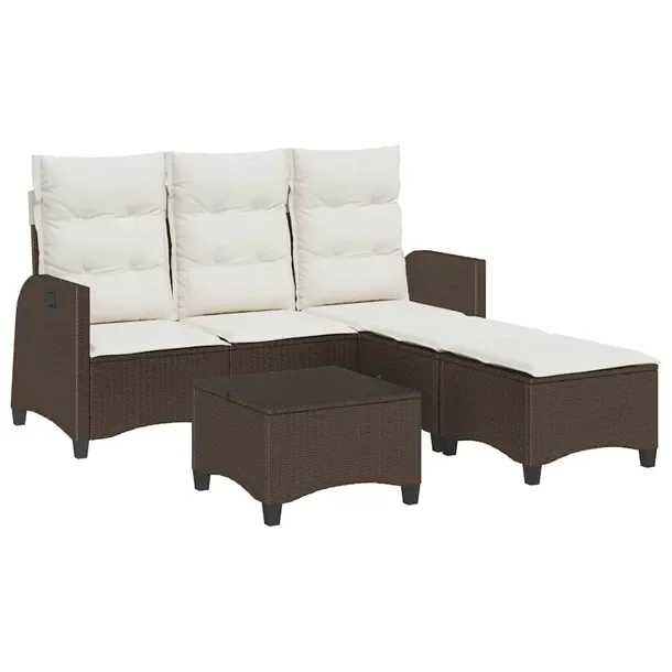 Zestaw Ogrodowy Narożny Rattan PE Brązowy 176x193/180x83/91 cm