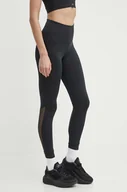 Legginsy - Reebok legginsy treningowe Basic Mesh kolor czarny gładkie 100075431 - miniaturka - grafika 1