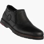 Półbuty męskie - Półbuty Męskie RIEKER Skórzane Buty Zimowe Ocieplane Botki Czarne 10550-00 Czarny 45 - miniaturka - grafika 1