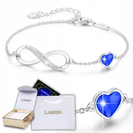 Bransoletki - Srebrna Długa Bransoletka z Niebieskim Sercem i Nieskończonością SREBRO 925 - miniaturka - grafika 1