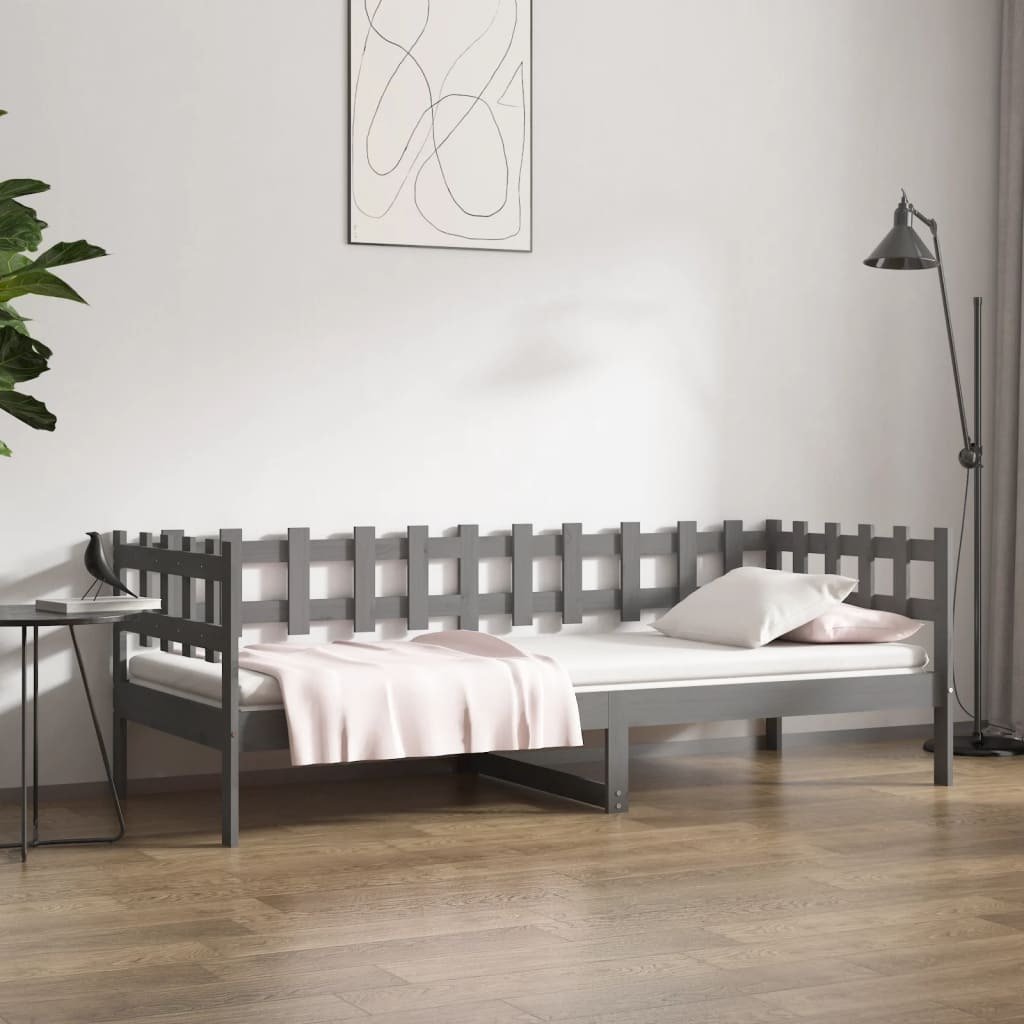 Łóżko dzienne szare 90x200 cm lite drewno sosnowe