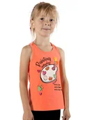 Koszulki dla dziewczynek - Podkoszulka dziewczęca bokserka bawełniana z aplikacją 3D pomarańczowa 110-116 YOCLUB - miniaturka - grafika 1