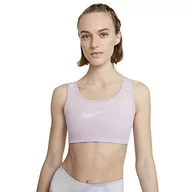 Biustonosze - Nike Damski biustonosz Swoosh Icon Clash Strappy, Iced Lilac/Light Violet, S - miniaturka - grafika 1